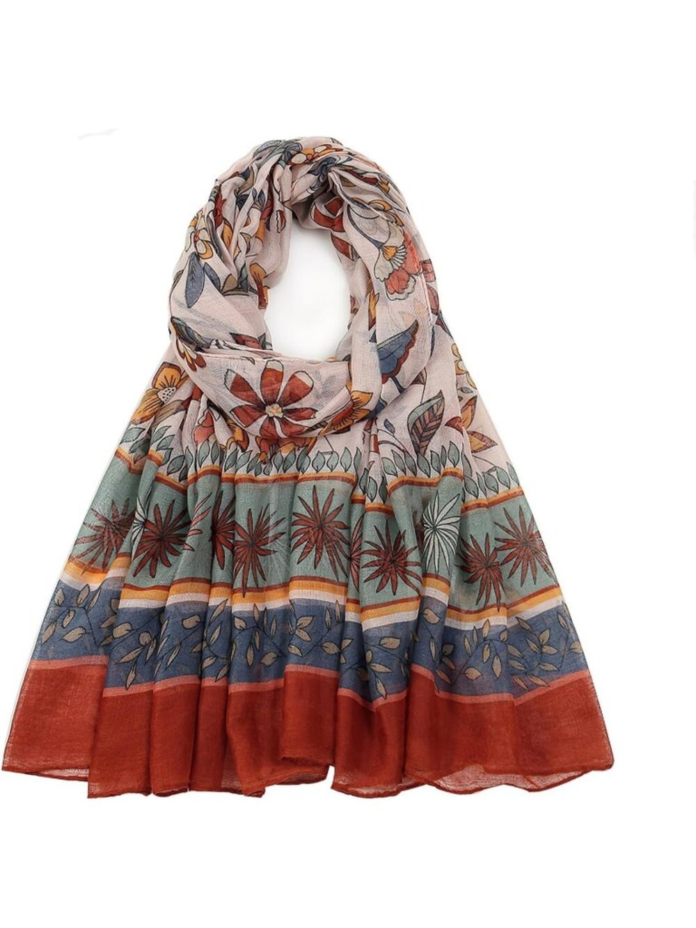 Women's Cream Red Cover Hijab Cotton Voile Wrap for Spring Fall Scarf Shawl